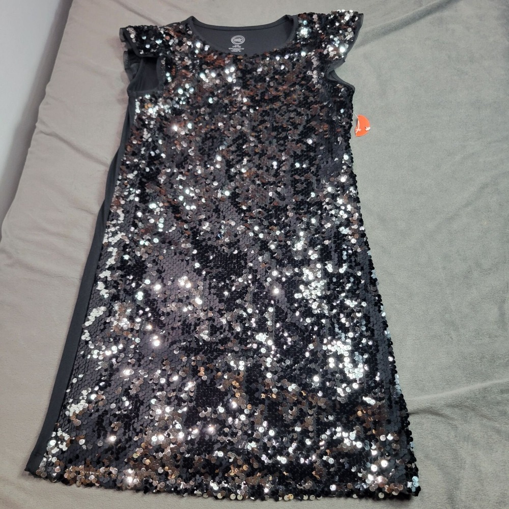 Wonder Nation LG 10-12 Black Sequin Sleeveless Dress For Girls